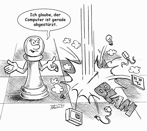 Schach-Karikatur: Der Computer